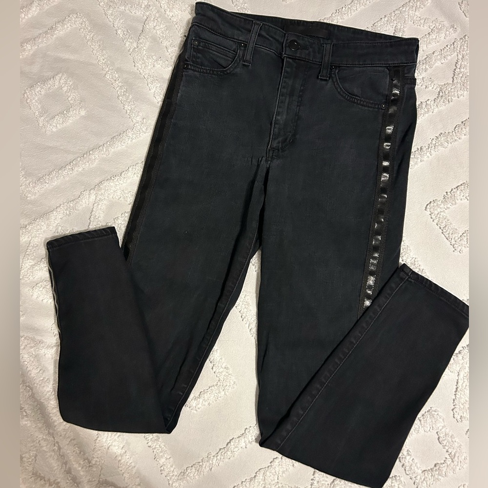 Joe's Jeans Charcoal Denim The Charlie High Rise Skinny with Side Stripe